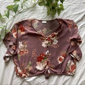 Floral Button up crop top